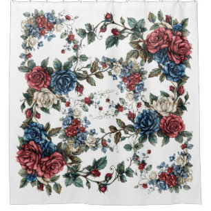 Americana Garden Patriot Roses Shower Curtain