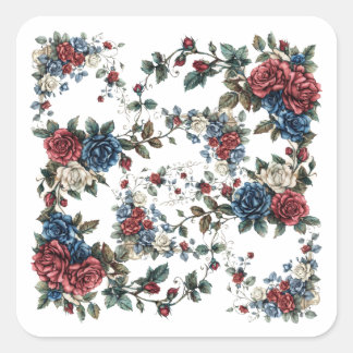 Americana Garden Patriot Roses Square Sticker