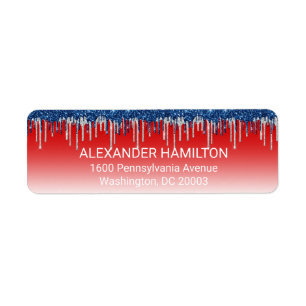 Americana Glitter Drip Return Address Label