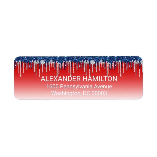 Americana Glitter Drip Return Address Label (Front)