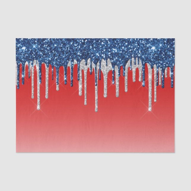 Americana Glitter Drip  Tissue Paper (Front)