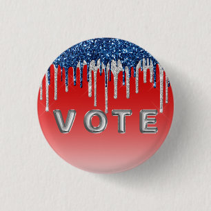 Americana Glitter Drip Vote 3 Cm Round Badge