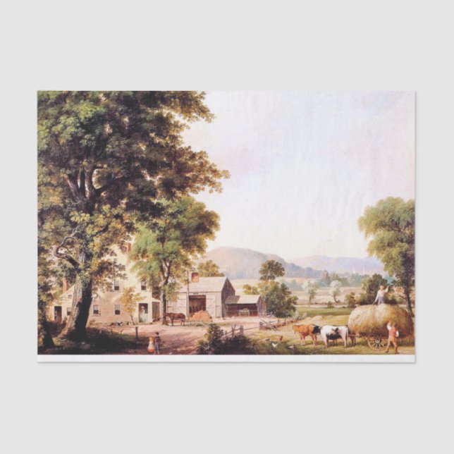 Americana Haying Country Farmer Tissue Paper (Front)