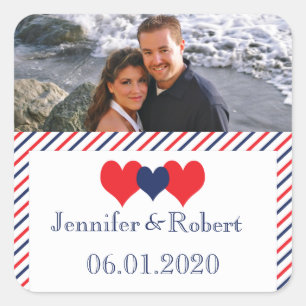 Americana Hearts Wedding Favour Sticker