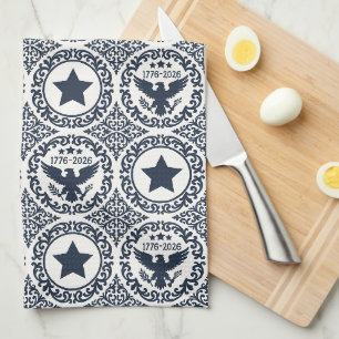 Americana Heritage Eagle Medallion (Navy Cream) Tea Towel