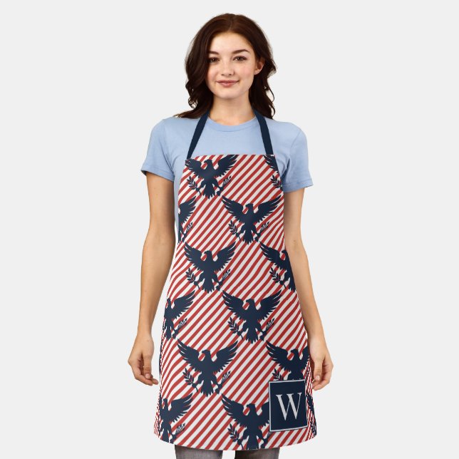 Americana Heritage Eagle Stripe Monogram Apron (Worn)