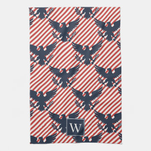 Americana Heritage Eagle Stripe Monogram Tea Towel