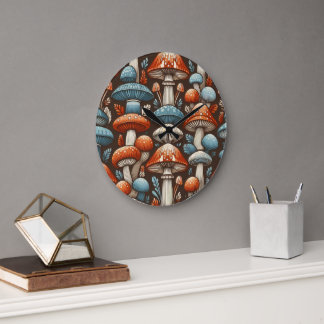 Americana Mushrooms Large Clock