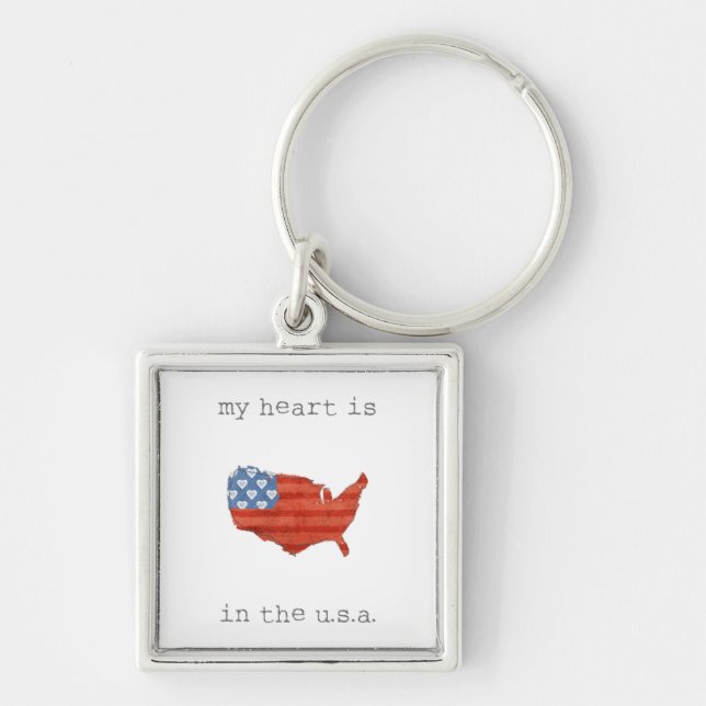 Americana | My Heart Is In The USA Map Key Ring (Front)