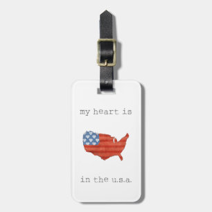 Americana My Heart Is In The USA Map Luggage Tag