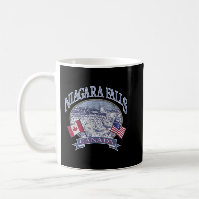 Americana Niagara Falls Scene Canada America Flags Coffee Mug (Left)
