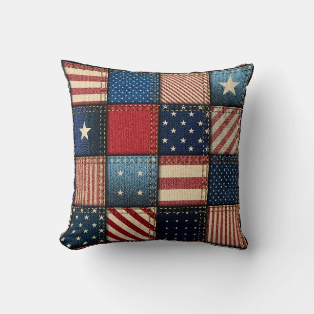Americana Patchwork Image Cushion (Front)
