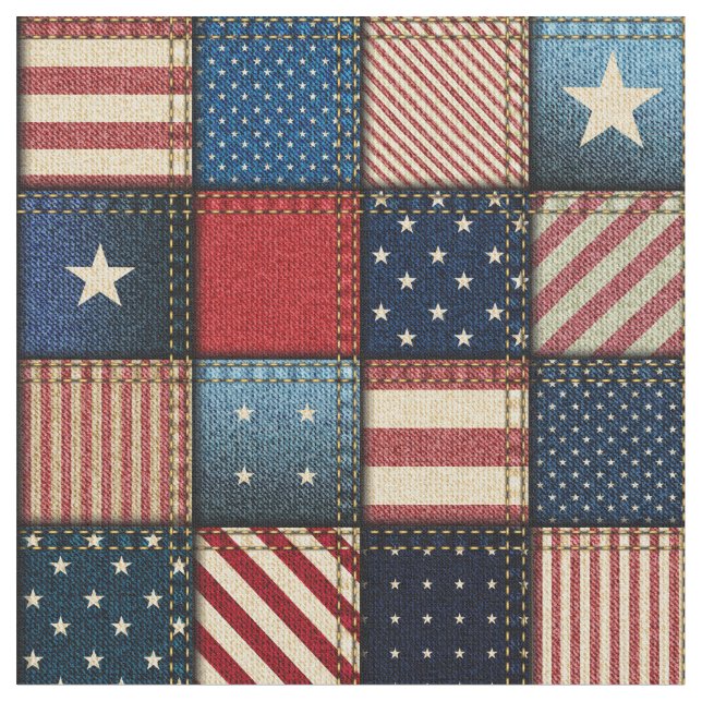 Americana Patchwork Image Fabric (Close Up)