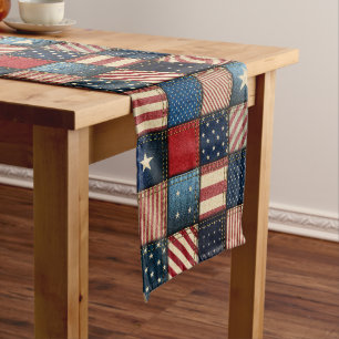 Americana Patchwork Image Medium Table Runner