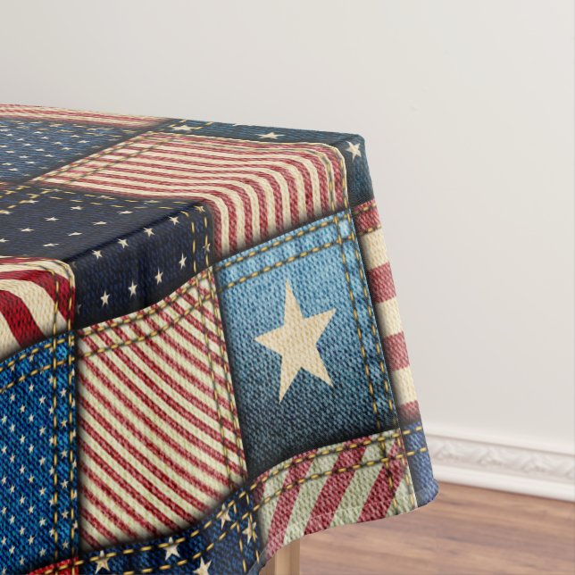 Americana Patchwork Image Tablecloth (In Situ)