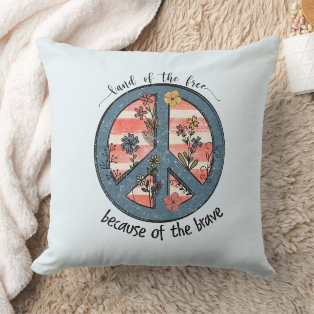 Americana Peace Symbol  Cushion (Blanket)