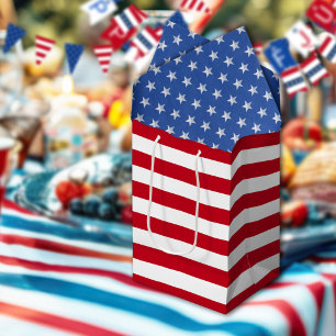 Americana Red And White Stripes Medium Gift Bag