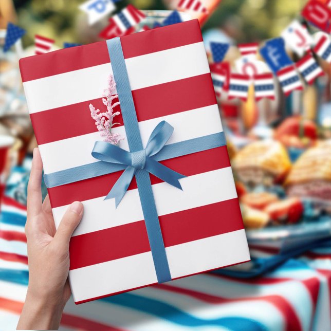 Americana Red And White Stripes Wrapping Paper (Creator Uploaded)