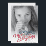 Americana Red Ribbon Script Holiday Photo Card<br><div class="desc">This retro-chic card emotes the timeless joy of the season and is designed exclusively for Zazzle. Let this design help highlight your favourite photo(s) with a fluid ribbon script and snowflake accents. Add an Envelopments Holiday Stamp from our extensive postage collection to match perfectly with your greeting. Envelopments envelopes, liners...</div>