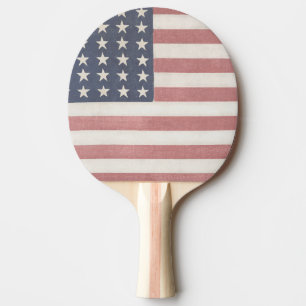 Americana Red White and Blue Vintage Flag Ping Pong Paddle