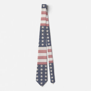 Americana Red White and Blue Vintage Flag Tie