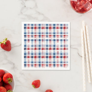Americana Red White and Blue Watercolor Pattern  Napkin