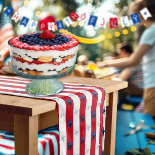 Americana Red White Blue Stars And Stripes Short Table Runner