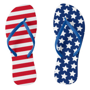 Americana Red White Blue Stars and Stripes Thongs