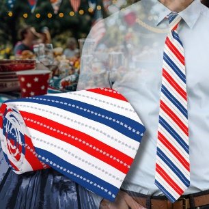 Americana Red White Blue Stars & Stripes Tie