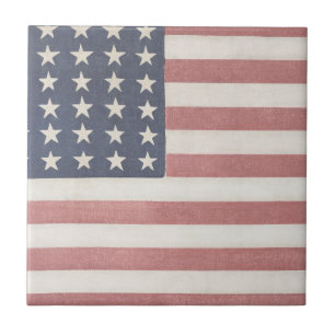 Americana Rustic American Flag Ceramic Tile