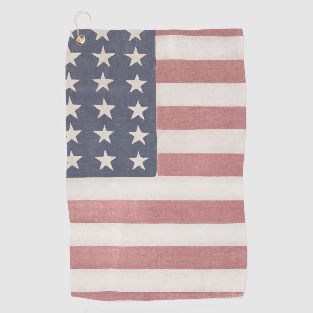 Americana Rustic American Flag Golf Towel (Front)