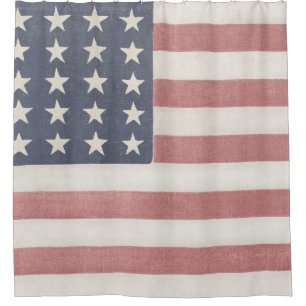 Americana Rustic American Flag Shower Curtain