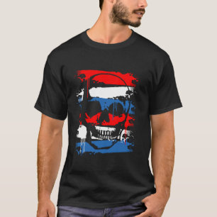 Americana Skull Paint Drip America USA Flag  T-Shirt