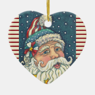 AMERICANA ST. NICK, CHRISTMAS HOLIDAY ORNAMENT Hrt