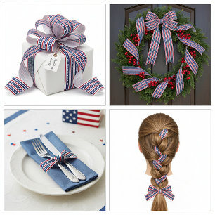 Americana stars and stripes satin ribbon