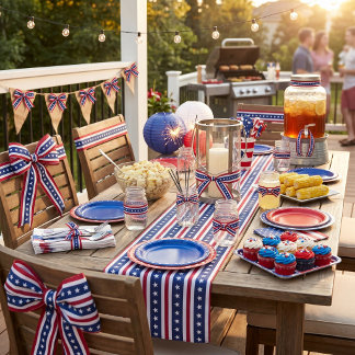 Americana stars and stripes satin ribbon