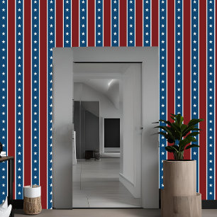 Americana Stars & Stripes Vertical Red White Blue Wallpaper