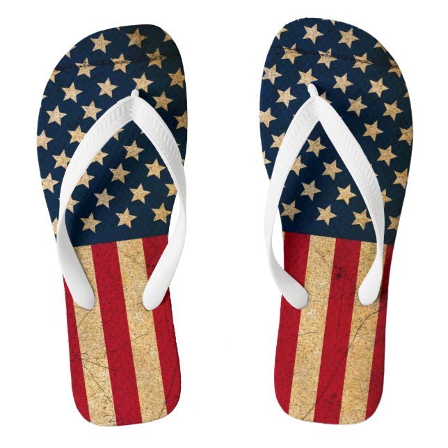 Americana USA Flag Stars and Stripes Flip Flops (Footbed)