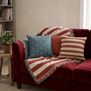 Americana Vintage 13 Flag Stripes Throw Blanket