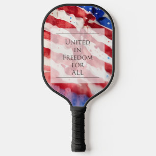 Americana watercolor,American flag freedom for all Pickleball Paddle