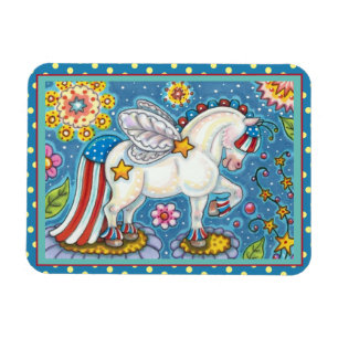 AMERICANA WHIMSYNICKER PATRIOTIC PONY Cute Fantasy Magnet