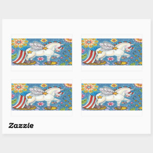 AMERICANA WHIMSYNICKER PATRIOTIC PONY Cute Fantasy Rectangular Sticker