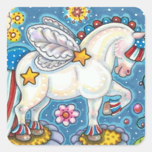 AMERICANA WHIMSYNICKER PATRIOTIC PONY Cute Fantasy Square Sticker