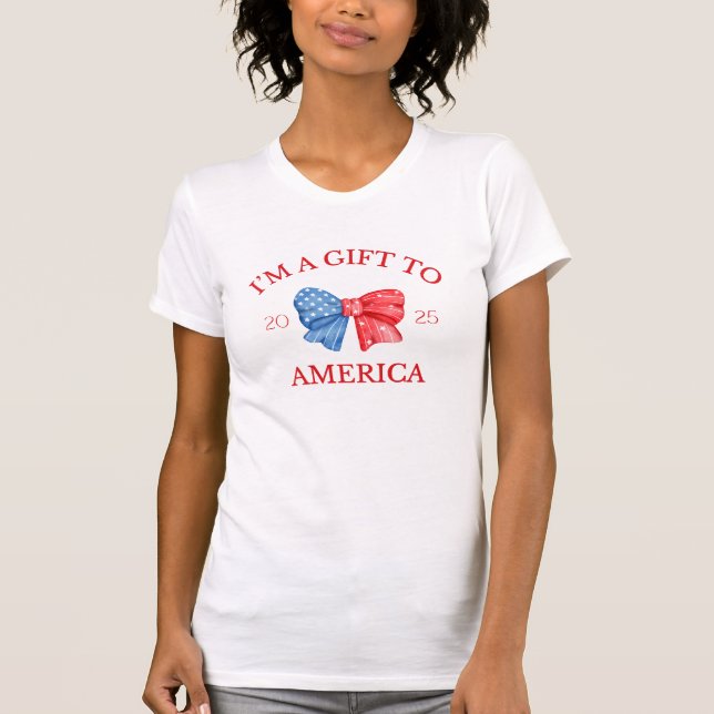 Americana Womens Shirt | I'm a gift to America bow (Front)