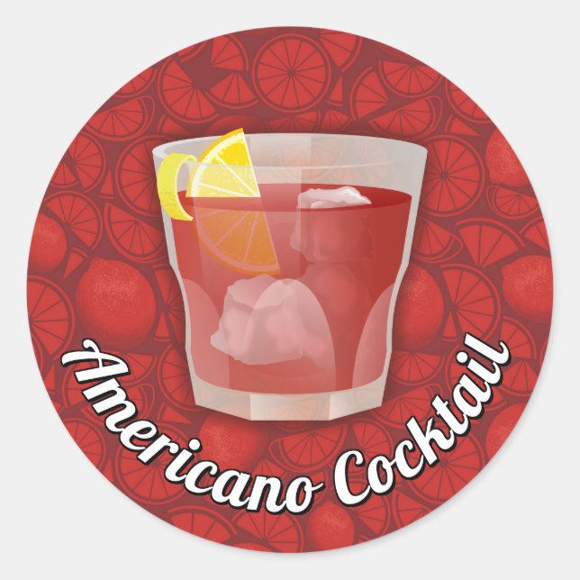 Americano Cocktail Classic Round Sticker (Front)
