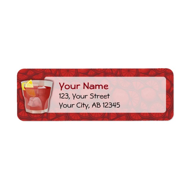 Americano cocktail return address label (Front)