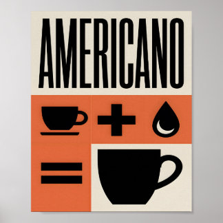 Americano Coffee Formula Minimalist Orange Poster