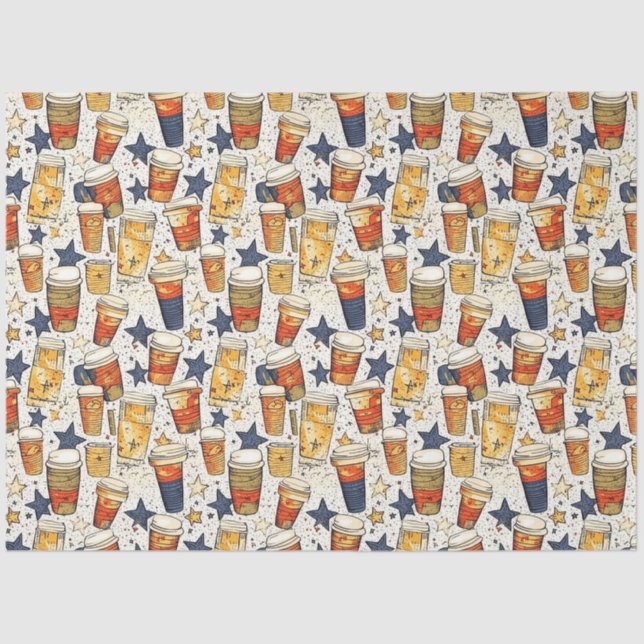 Americano Coffee No 3 ephemera collage pattern Tissue Paper (Front)