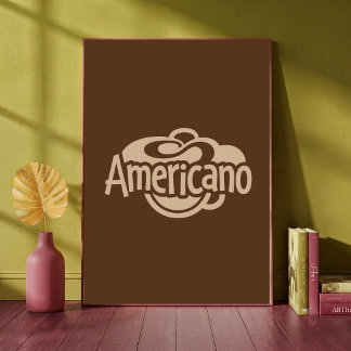 Americano Coffee Typography Retro Art Print