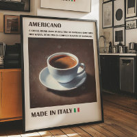 Americano Coffee Wall Art, Italian Espresso Drink